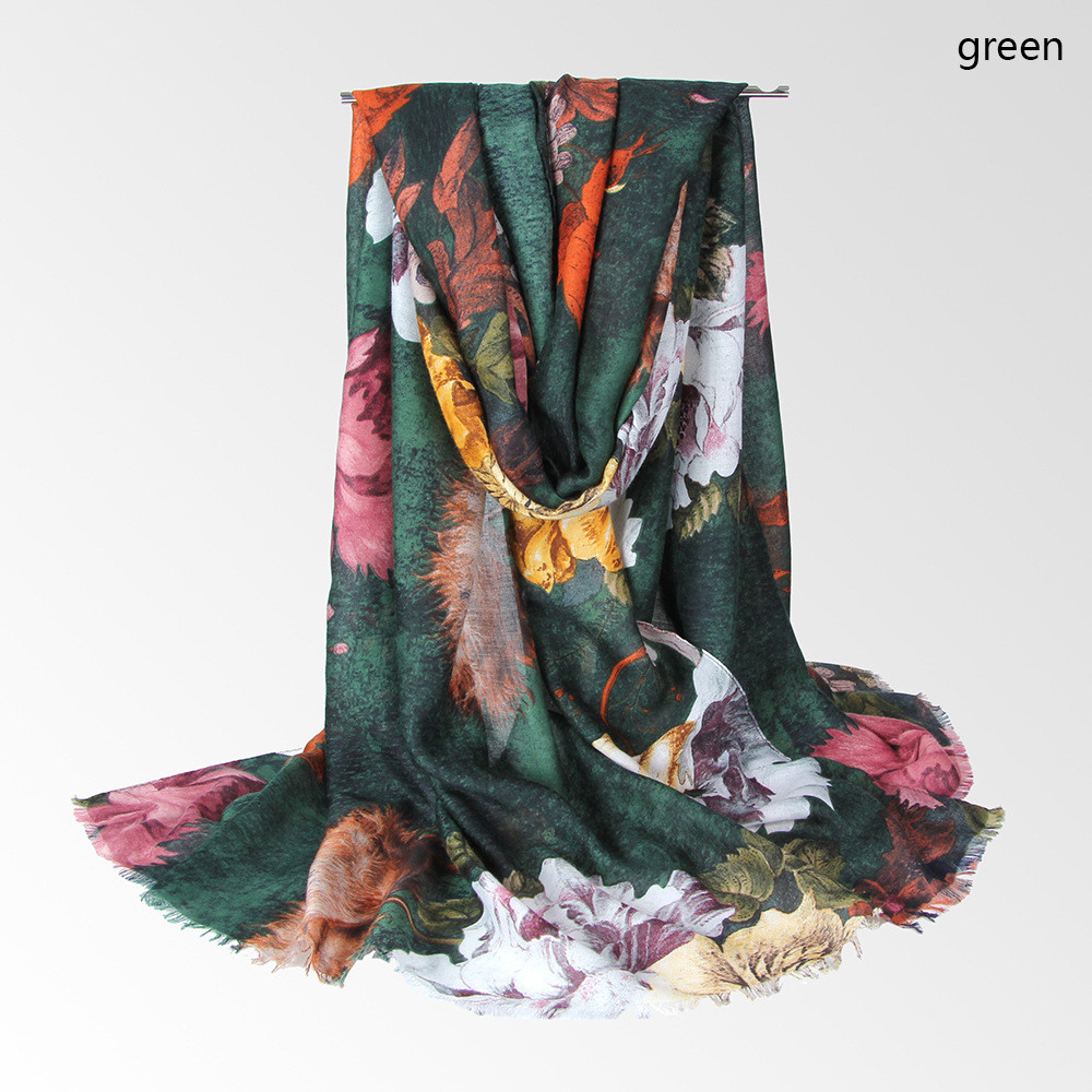 Women's Fashion Flower Cotton Printing Winter Scarves display picture 5