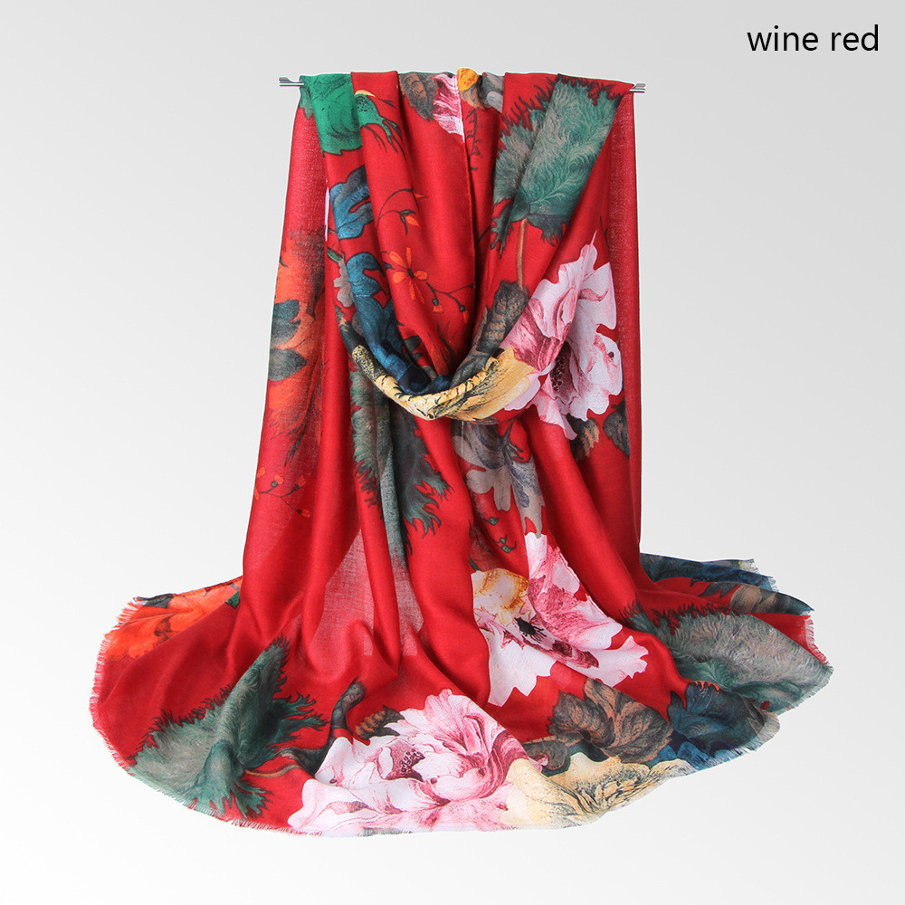 Women's Fashion Flower Cotton Printing Winter Scarves display picture 8