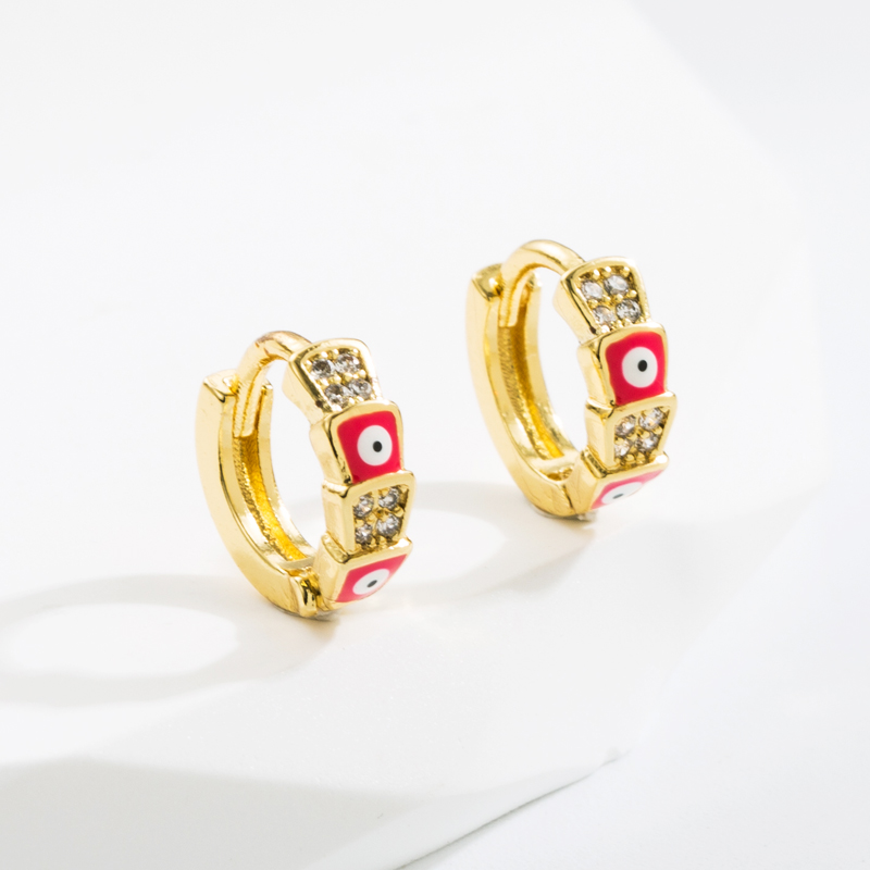 Fashion Devil's Eye Copper Gold Plated Zircon Hoop Earrings 1 Pair display picture 6