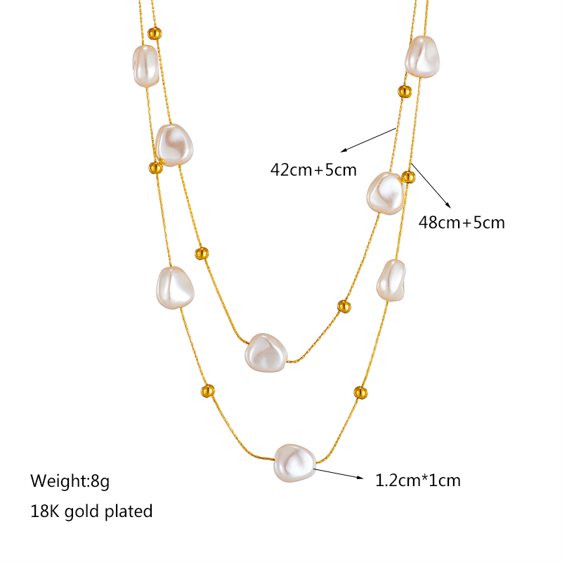 Básico Geométrico Acero Titanio Chapado En Oro Perlas Artificiales Collar 1 Pieza display picture 3