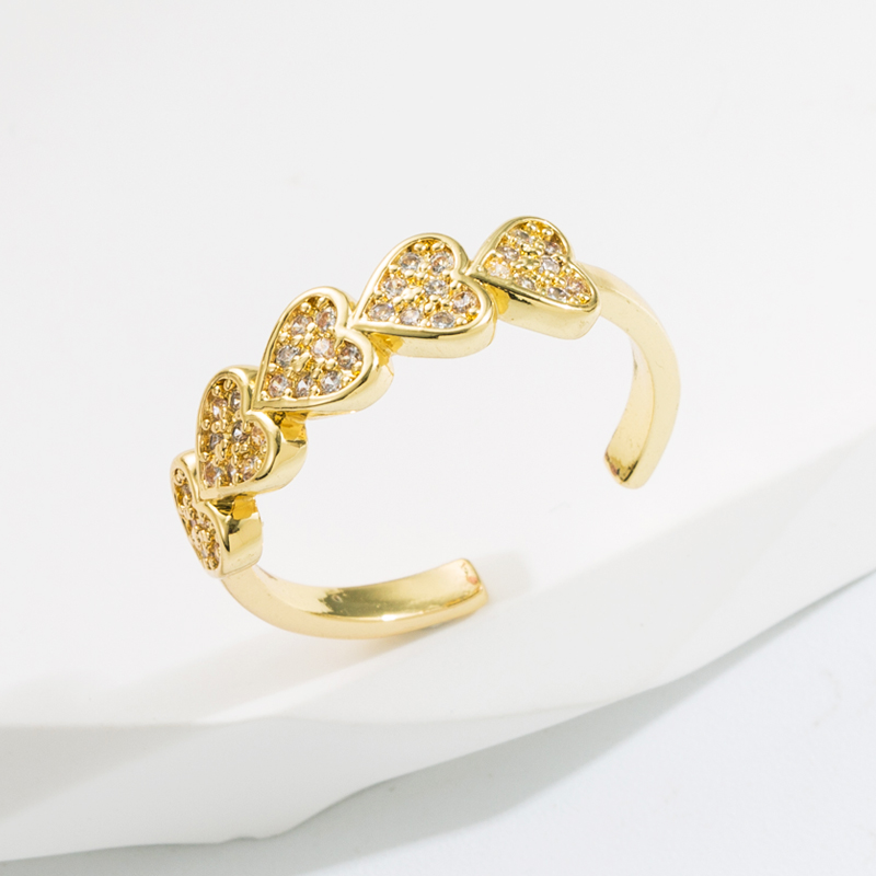 Elegant Herzform Kupfer Vergoldet Zirkon Offener Ring 1 Stück display picture 2