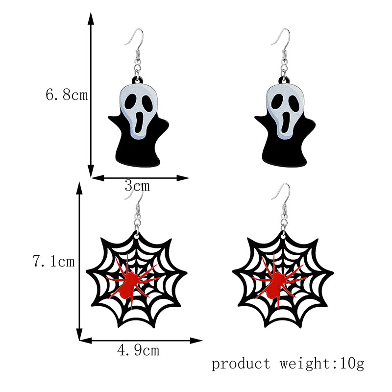 Retro Spider Web Skull Synthetic Resin Patchwork Women's Drop Earrings 1 Set display picture 4