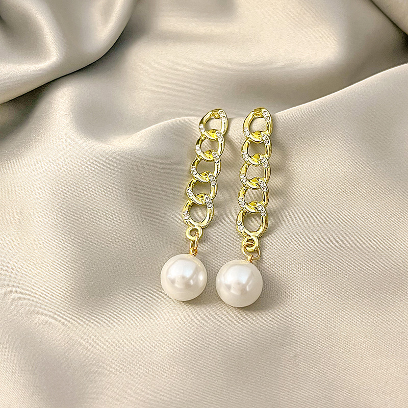 Vintage-stil Geometrisch Legierung Überzug Künstliche Perlen Künstlicher Diamant Frau Tropfenohrringe 1 Paar display picture 7