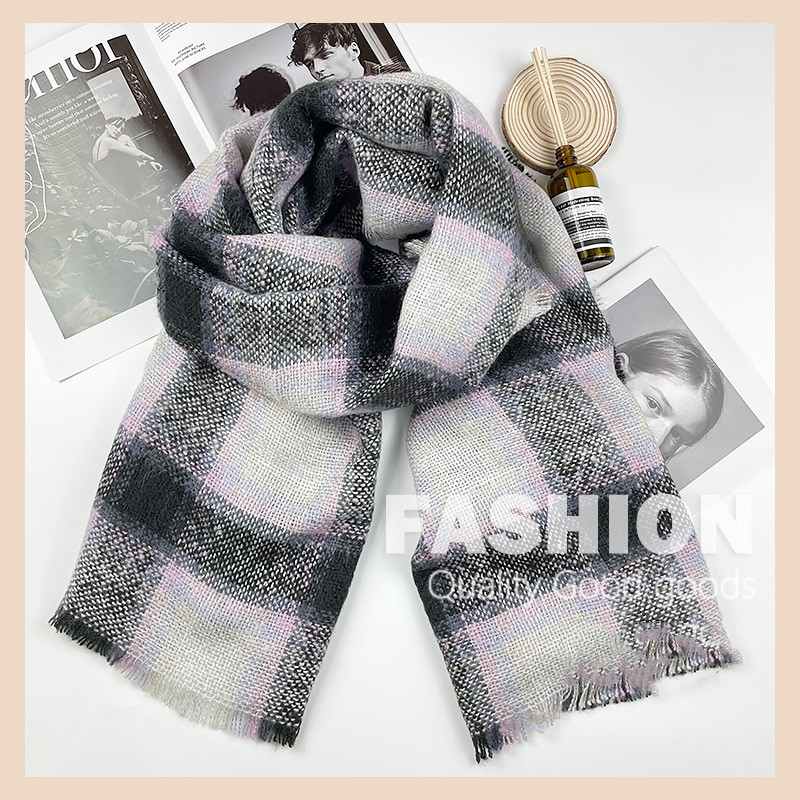 Women's Fashion Lattice Acrylic Tassel Winter Scarves display picture 4