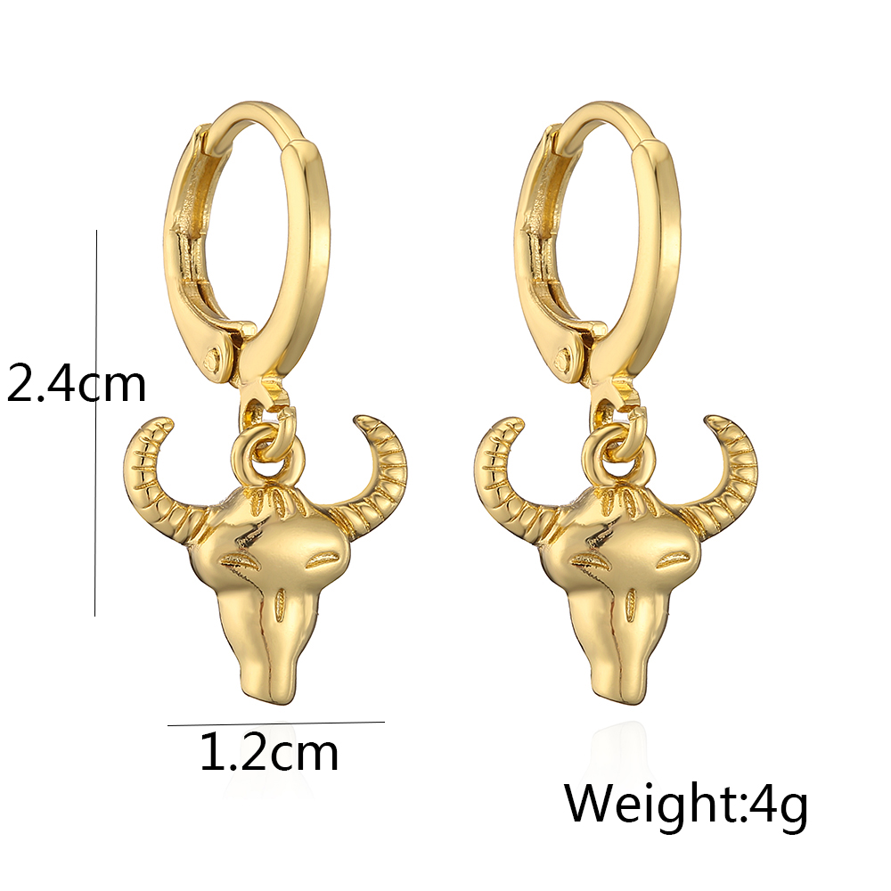 Fashion Cattle Copper Gold Plated Zircon Drop Earrings 1 Pair display picture 5