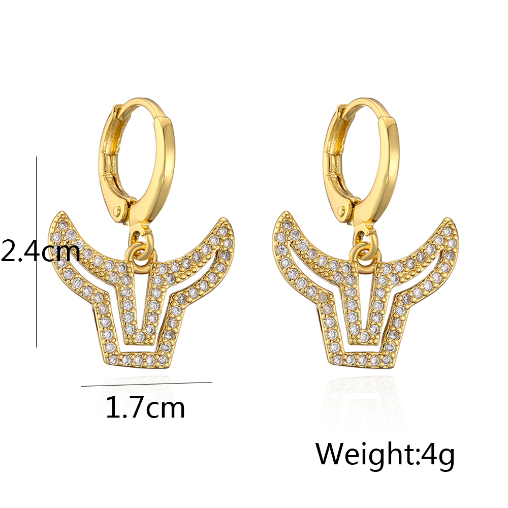 Fashion Cattle Copper Gold Plated Zircon Drop Earrings 1 Pair display picture 6