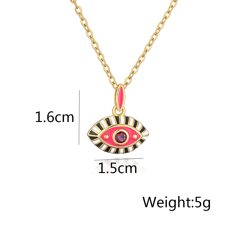 Fashion Devil's Eye Copper Enamel Gold Plated Zircon Pendant Necklace 1 Piece display picture 5