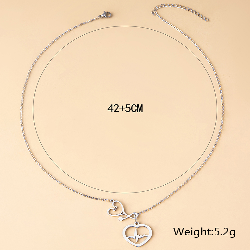 Fashion Electrocardiogram Alloy Hollow Out Women's Pendant Necklace 1 Piece display picture 1