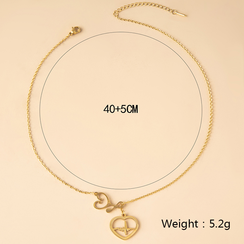 Fashion Electrocardiogram Alloy Hollow Out Women's Pendant Necklace 1 Piece display picture 2