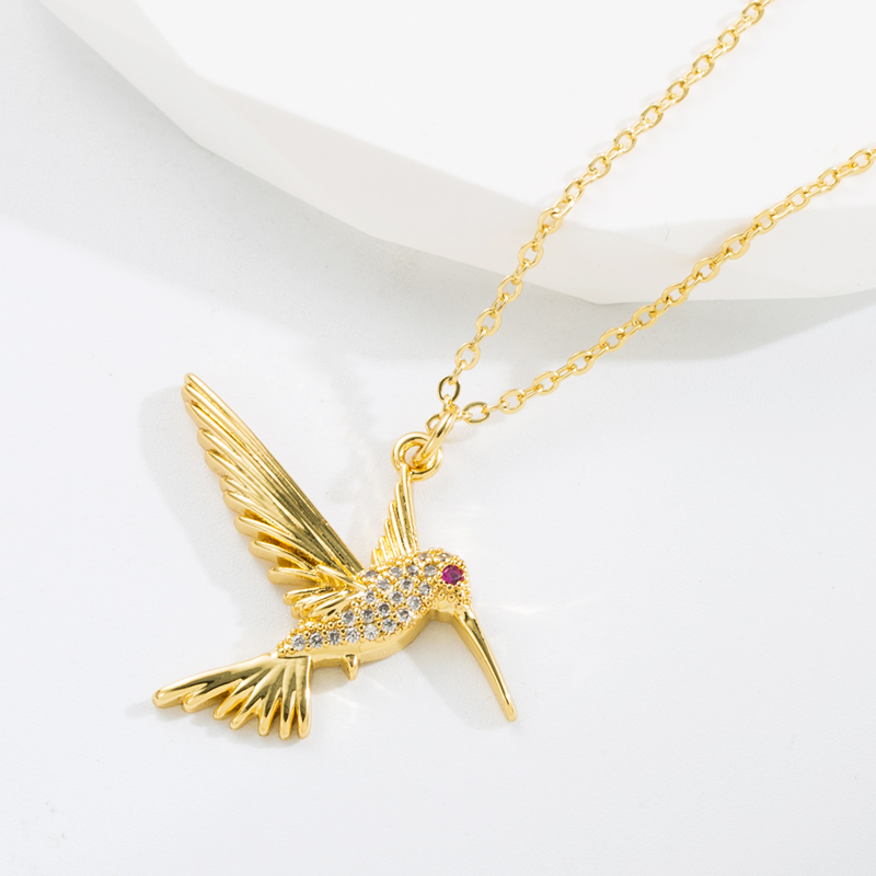 Fashion Devil's Eye Bird Copper Gold Plated Zircon Pendant Necklace 1 Piece display picture 2