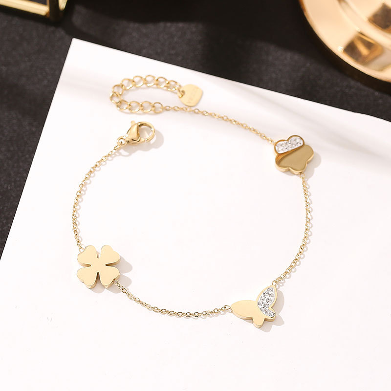 Simple Style Bow Knot Titanium Steel Inlay Zircon Bracelets 1 Piece display picture 1