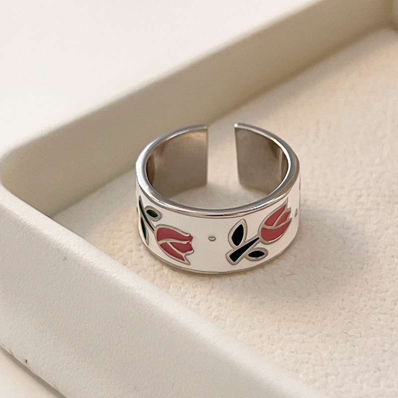 Vintage Style Simple Style Korean Style Flower Copper Enamel Open Ring 1 Piece display picture 2