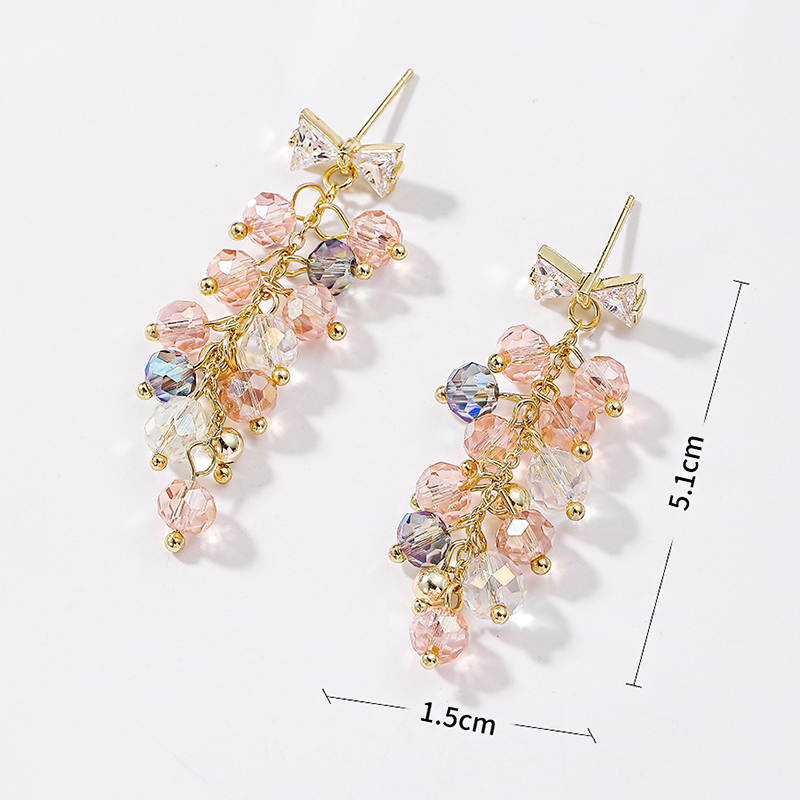 Sweet Tassel Artificial Crystal Inlaid Zircon Women's Drop Earrings 1 Pair display picture 3