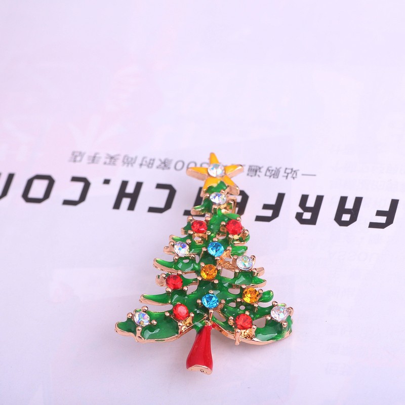 Cartoon Style Christmas Hat Christmas Tree Christmas Socks Alloy Plating Artificial Diamond Women's Brooches display picture 2
