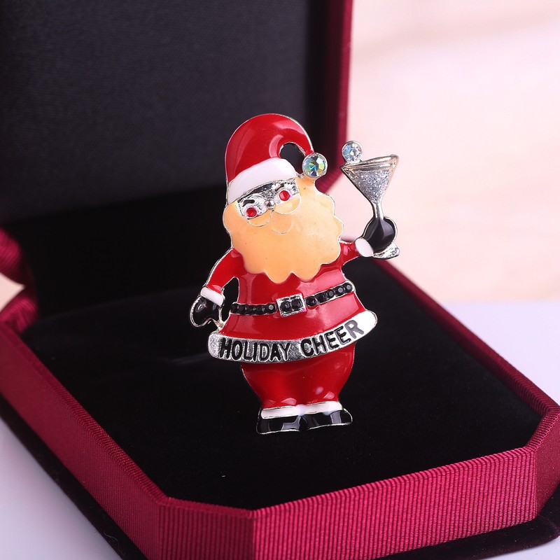 Cartoon Style Christmas Hat Christmas Tree Christmas Socks Alloy Plating Artificial Diamond Women's Brooches display picture 5