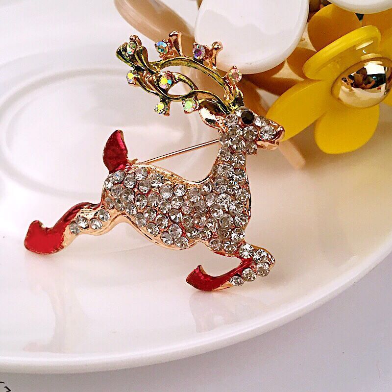 Cartoon Style Christmas Hat Christmas Tree Christmas Socks Alloy Plating Artificial Diamond Women's Brooches display picture 12