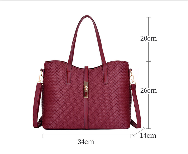 Women's Large Pu Leather Solid Color Vintage Style Weave Square Zipper Bag Sets display picture 1