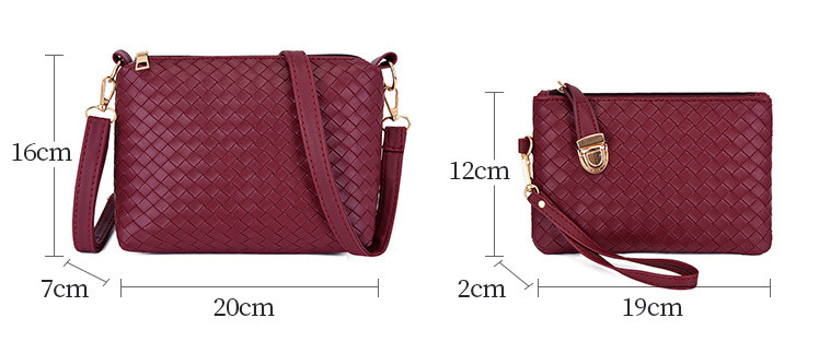 Women's Large Pu Leather Solid Color Vintage Style Weave Square Zipper Bag Sets display picture 2