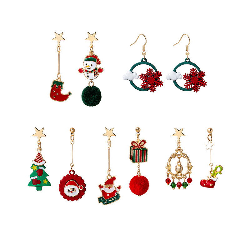Fashion Christmas Tree Santa Claus Snowflake Alloy Stoving Varnish Plating Women's Drop Earrings 1 Pair display picture 6