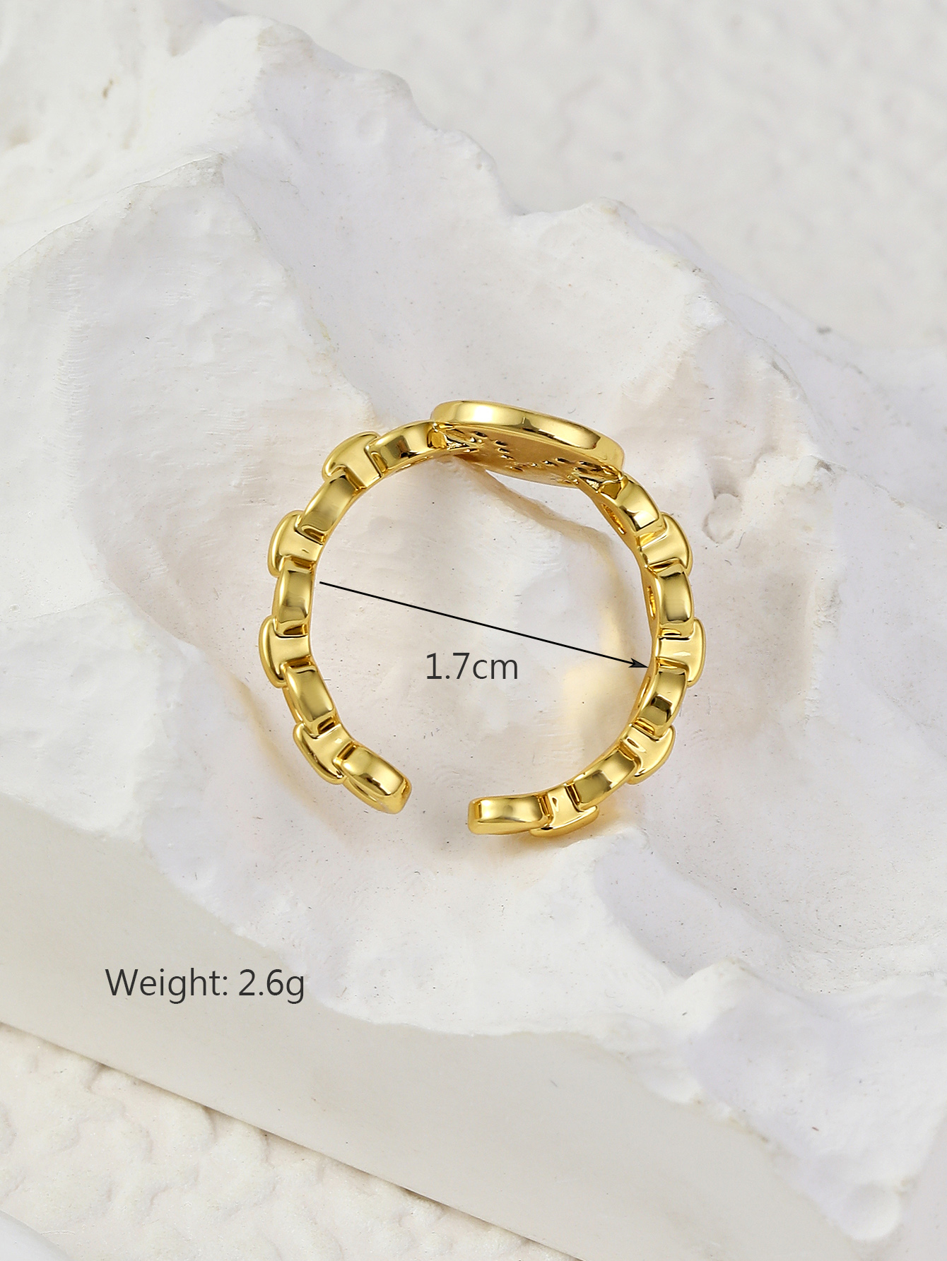 Simple Style Round Letter Copper Plating Zircon Open Ring 1 Piece display picture 2