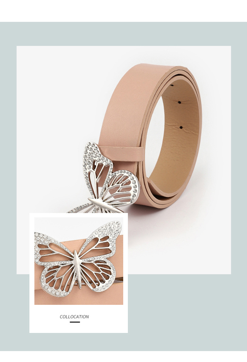 Moda Mariposa Cuero Sintético Aleación Embutido Diamantes De Imitación Mujeres Cinturones De Cuero 1 Pieza display picture 2