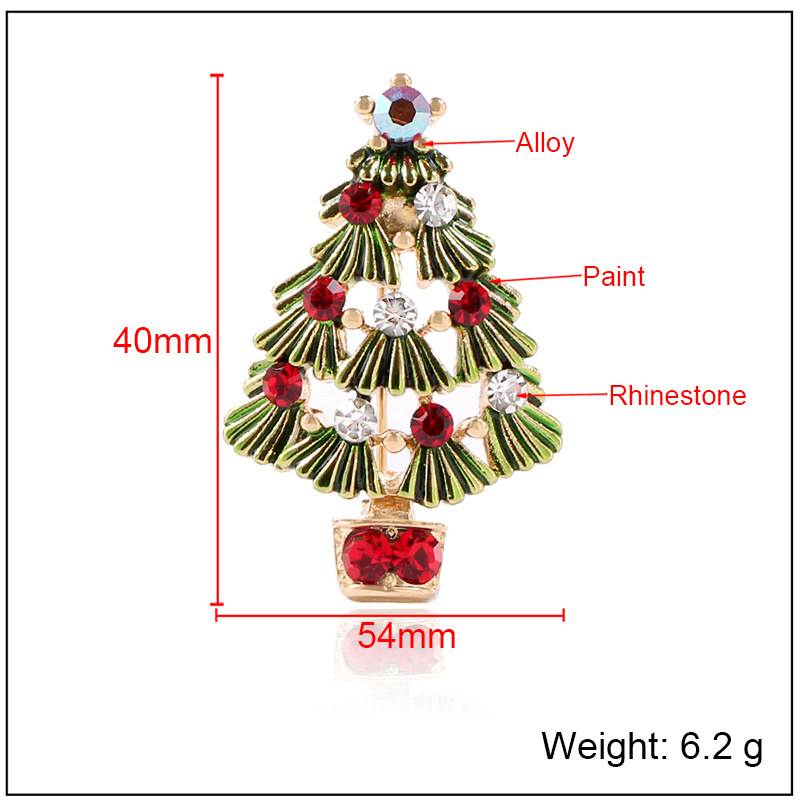 Fashion Christmas Tree Alloy Plating Hollow Out Inlay Rhinestones Women's Brooches display picture 5