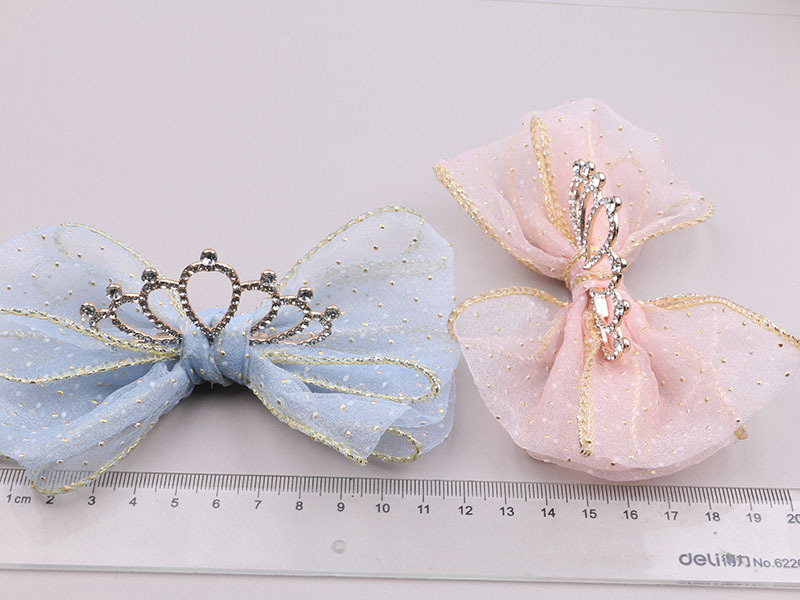 Sweet Crown Bow Knot Synthetic Yarn Inlay Rhinestones Hair Clip 1 Piece display picture 1