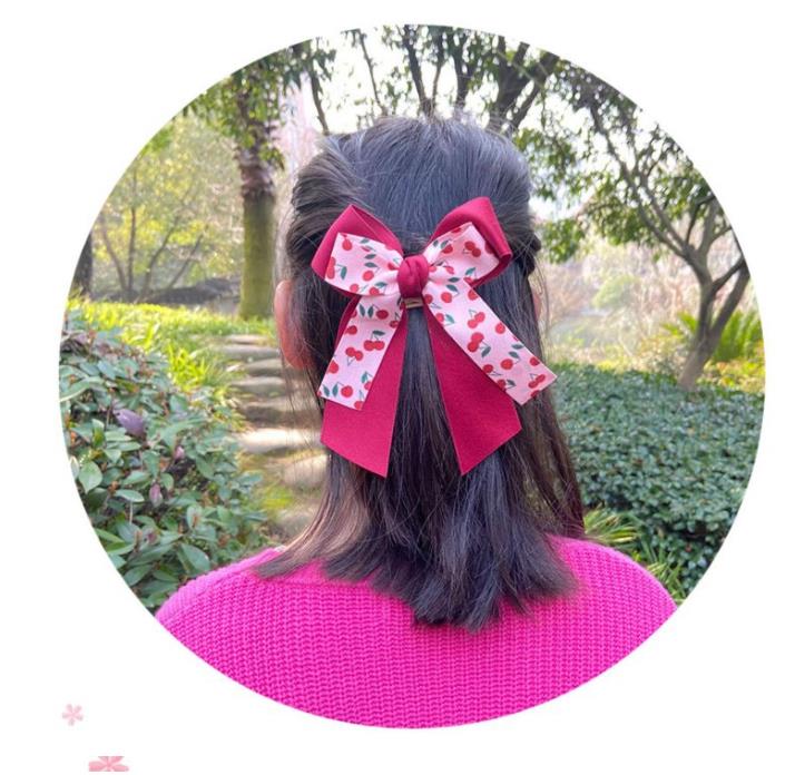 Cute Cherry Bow Knot Cloth Ribbon Hair Clip 1 Piece display picture 5