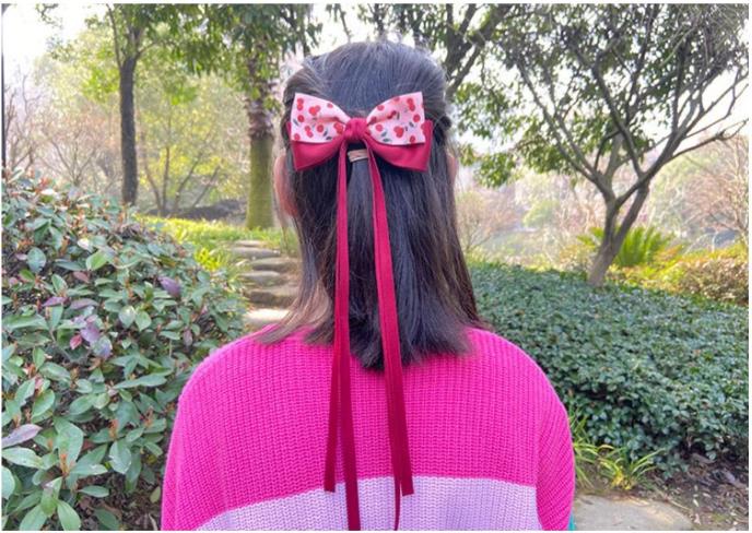 Cute Cherry Bow Knot Cloth Ribbon Hair Clip 1 Piece display picture 4