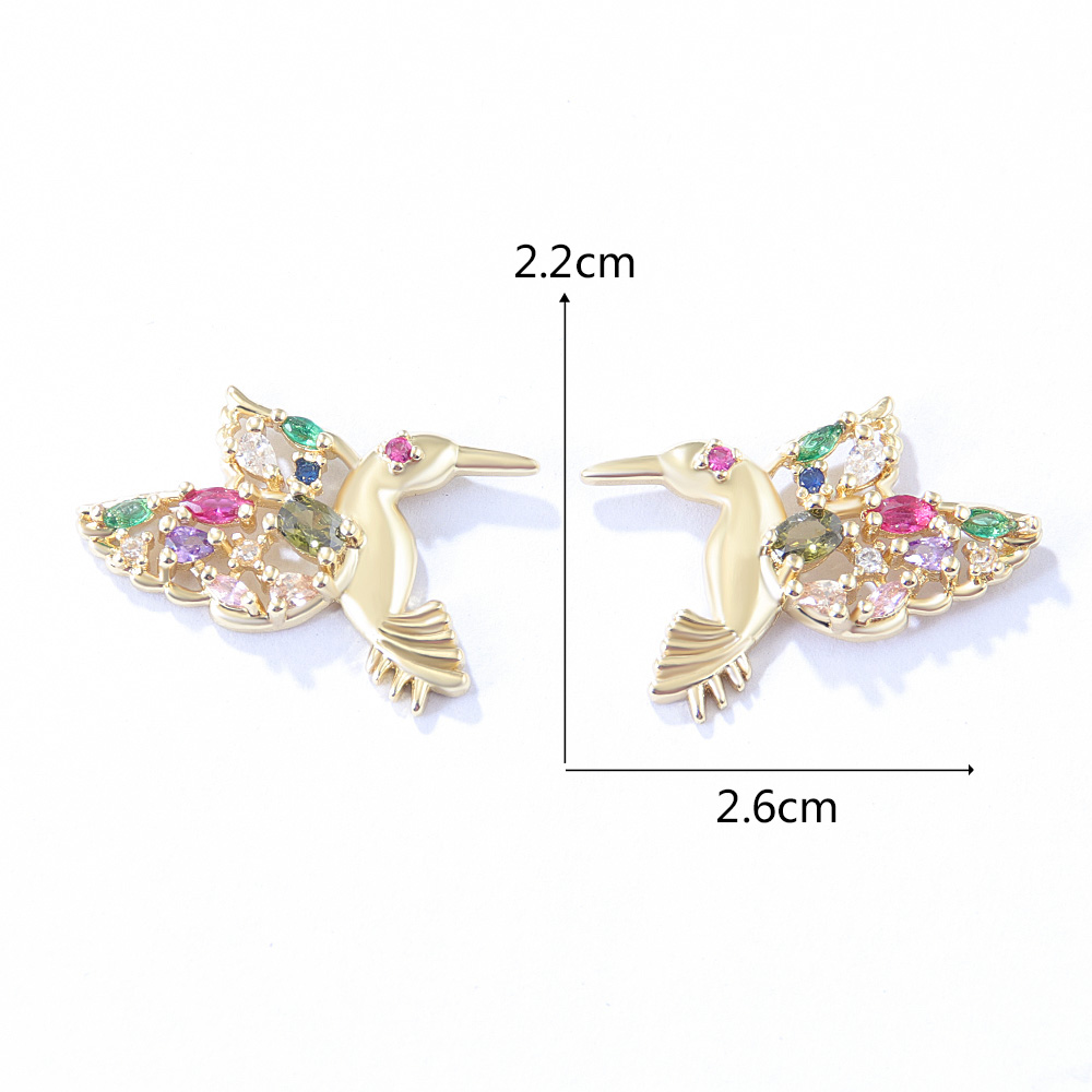 Fashion Bird Copper Plating Zircon Ear Studs 1 Pair display picture 6