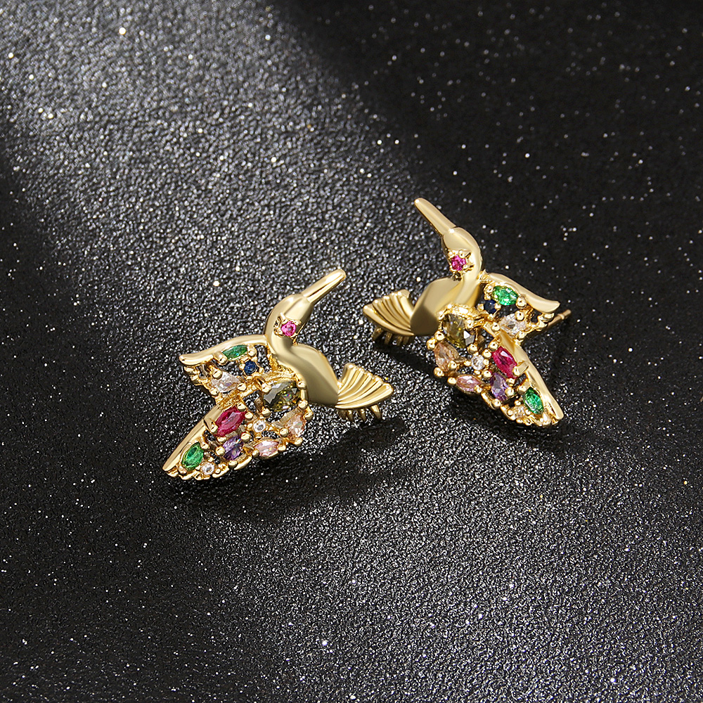 Fashion Bird Copper Plating Zircon Ear Studs 1 Pair display picture 7