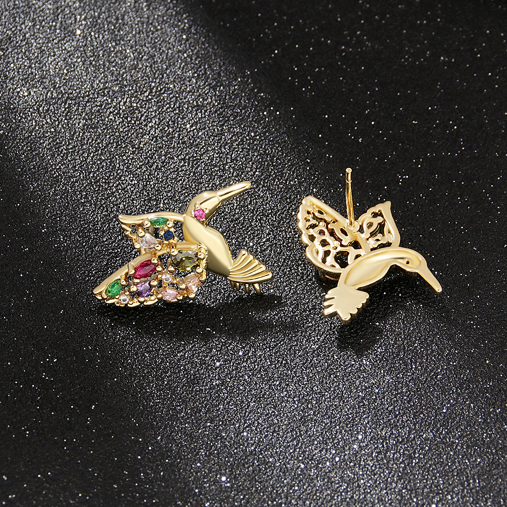 Fashion Bird Copper Plating Zircon Ear Studs 1 Pair display picture 8