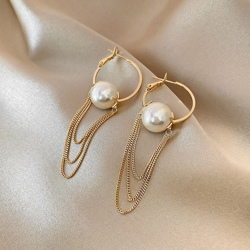 Retro Tassel Alloy Plating Artificial Pearls Women's Dangling Earrings 1 Pair display picture 4