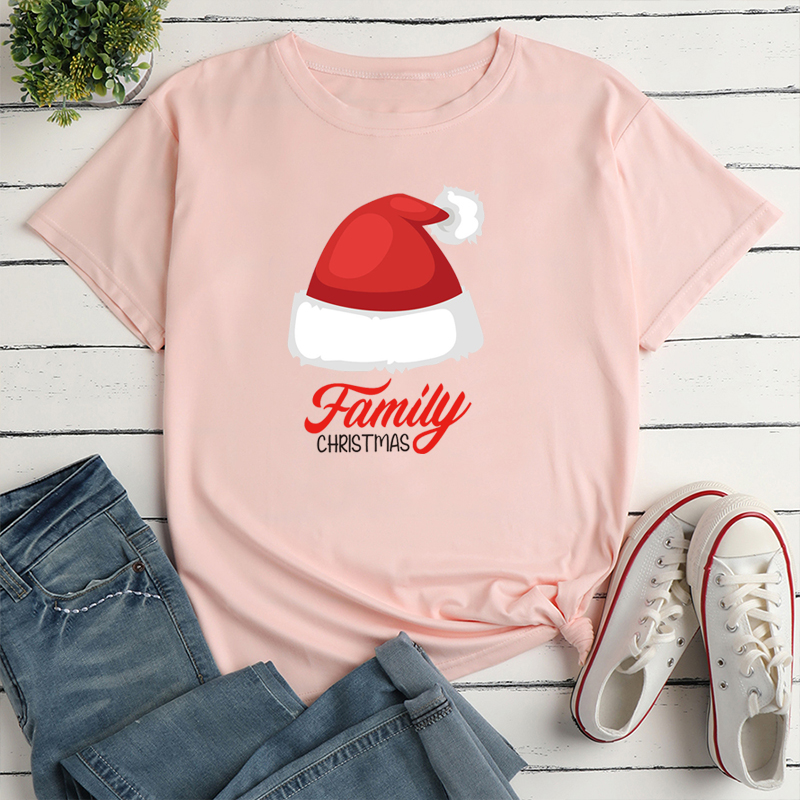 Ethnic Style Christmas Hat Polyester Round Neck Short Sleeve Regular Sleeve Printing T-shirt display picture 7