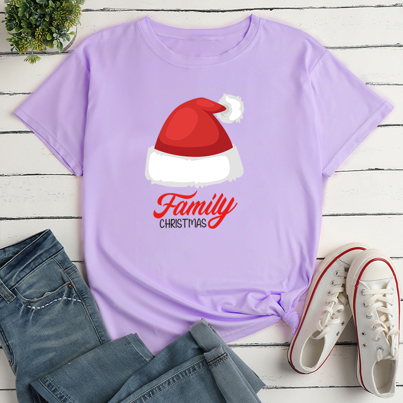 Ethnic Style Christmas Hat Polyester Round Neck Short Sleeve Regular Sleeve Printing T-shirt display picture 8