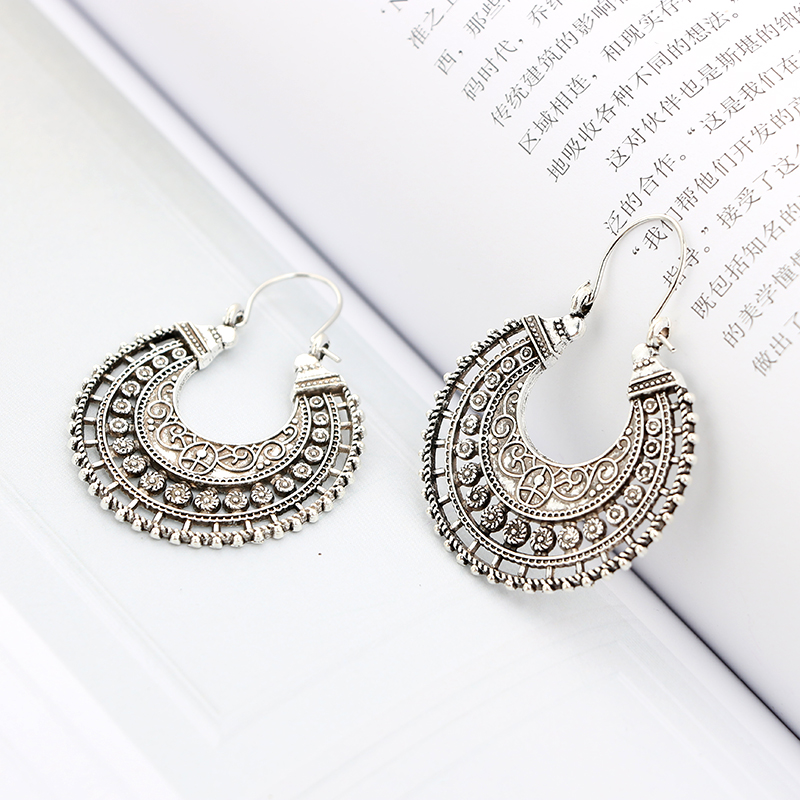 Retro Moon Alloy Plating Unisex Earrings 1 Pair display picture 4