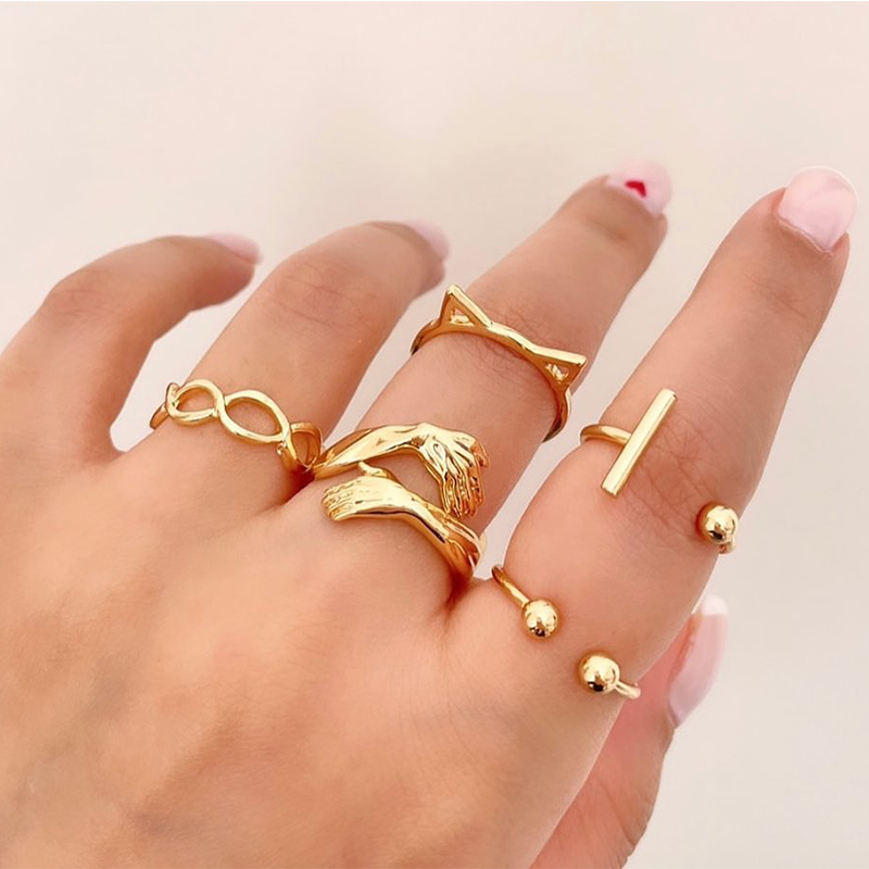 Retro Geometric Palm Alloy Women's Rings 1 Set display picture 1