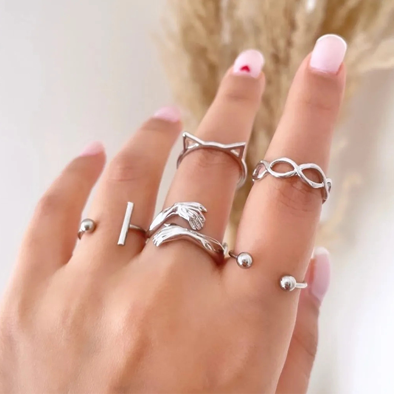 Retro Geometric Palm Alloy Women's Rings 1 Set display picture 2