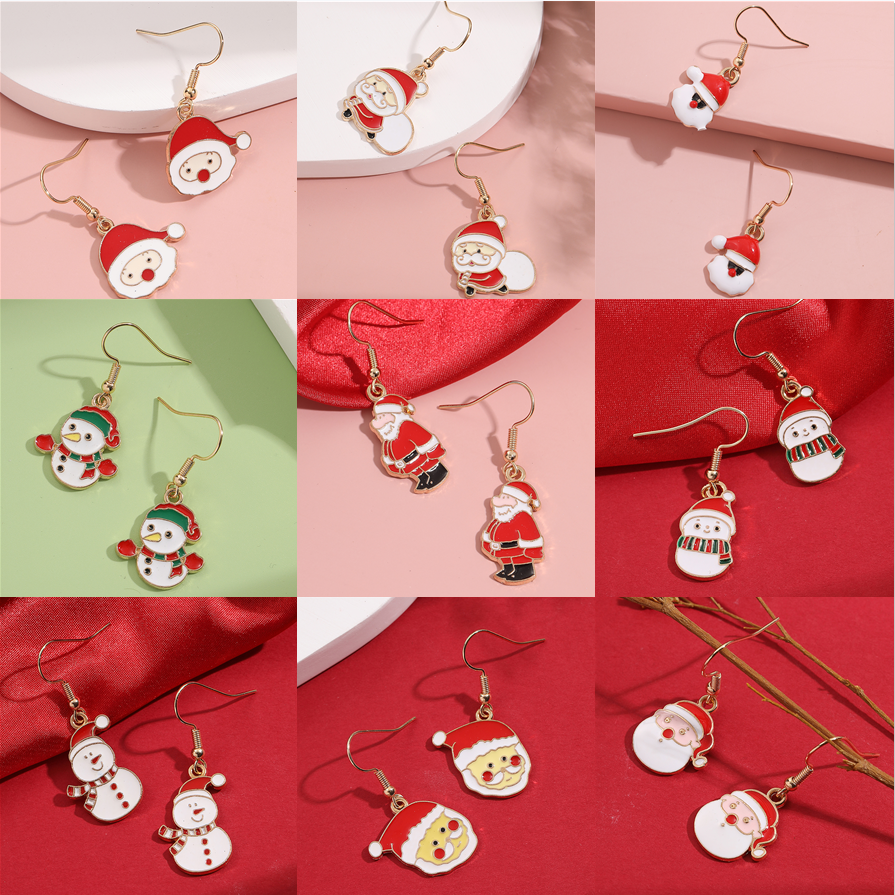 Cute Santa Claus Alloy Enamel Women's Drop Earrings 1 Pair display picture 1