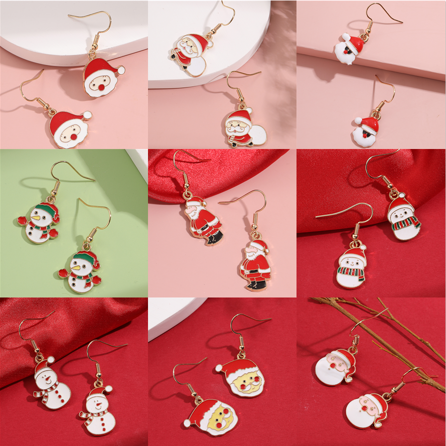 Niedliche Weihnachtsmann-legierung Emaille Damen Ohrringe 1 Paar display picture 1