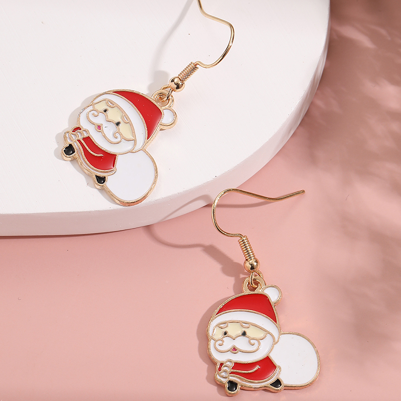 Niedliche Weihnachtsmann-legierung Emaille Damen Ohrringe 1 Paar display picture 4
