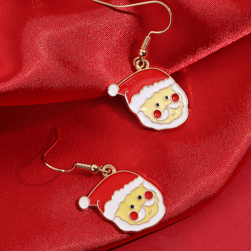 Niedliche Weihnachtsmann-legierung Emaille Damen Ohrringe 1 Paar display picture 7