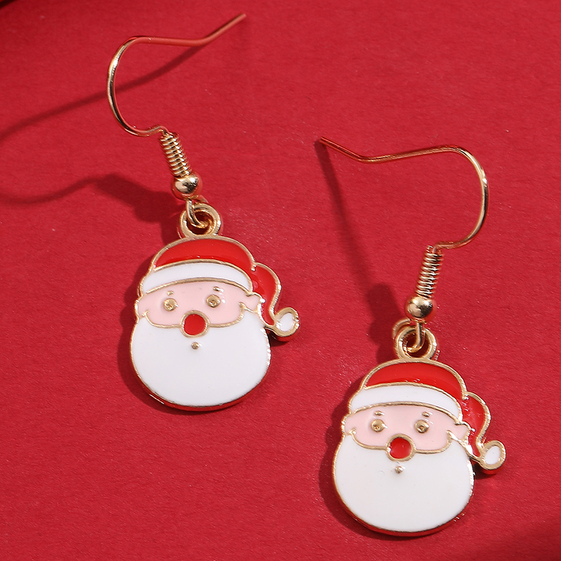 Niedliche Weihnachtsmann-legierung Emaille Damen Ohrringe 1 Paar display picture 9