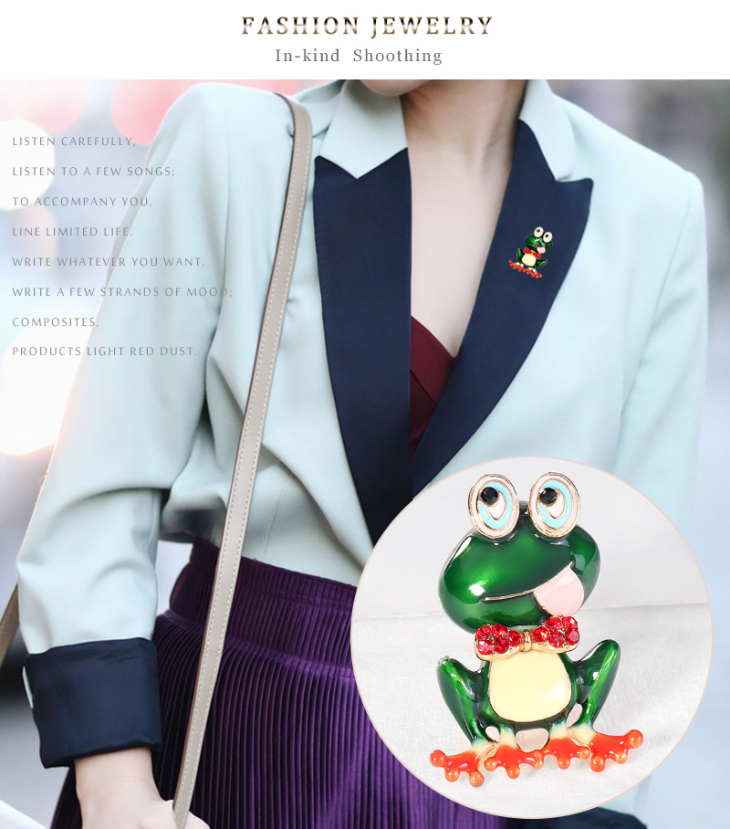 Cartoon Style Frog Alloy Enamel Inlay Rhinestones Unisex Brooches 1 Piece display picture 4