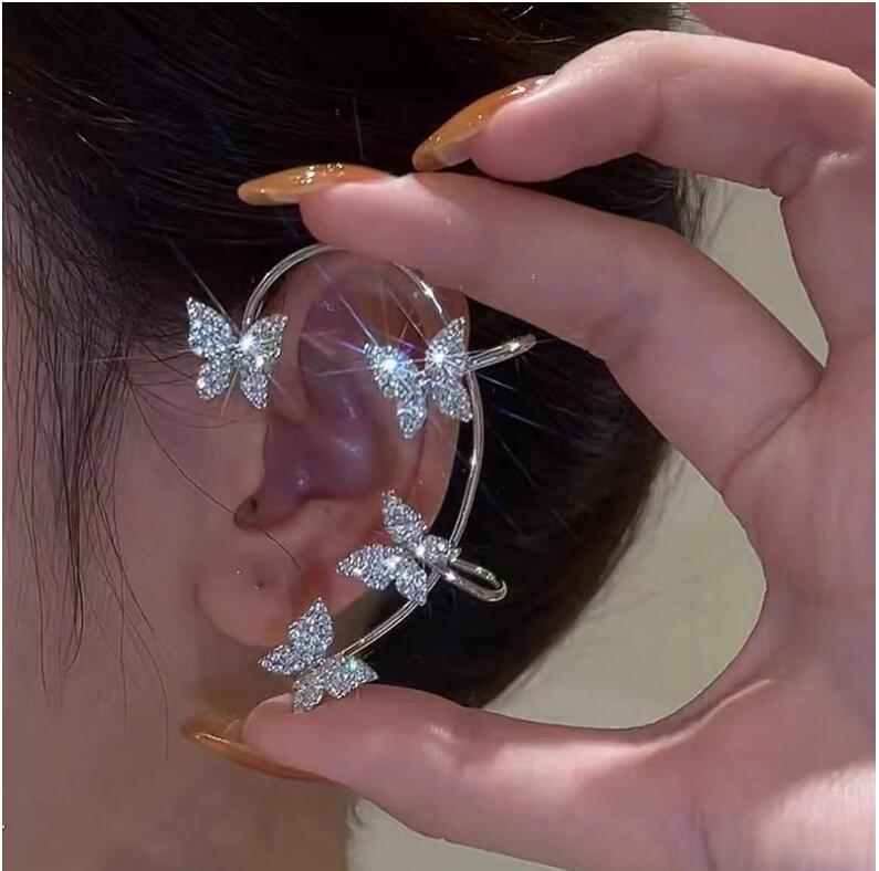 Joyería Al Por Mayor Moda Mariposa Aleación Diamantes De Imitación Artificiales Embutido Pinzas Para Las Orejas display picture 5