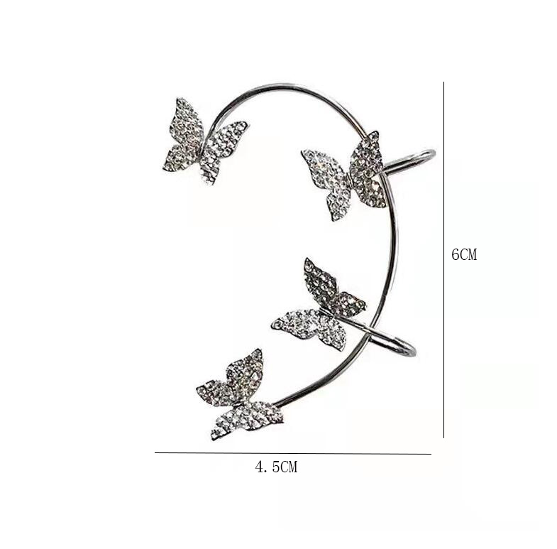 Joyería Al Por Mayor Moda Mariposa Aleación Diamantes De Imitación Artificiales Embutido Pinzas Para Las Orejas display picture 11