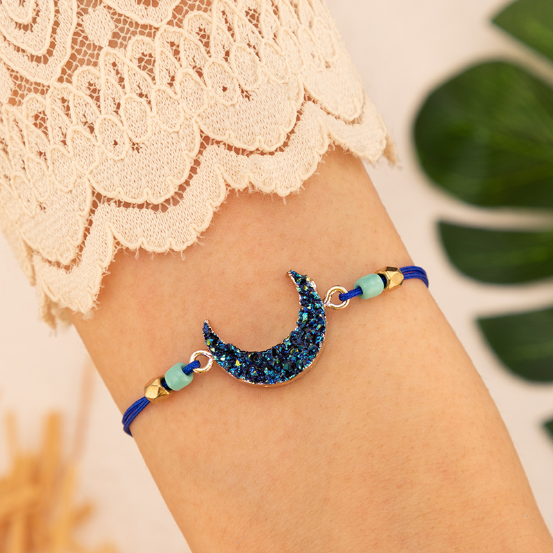 Fashion Moon Alloy Beaded Unisex Bracelets 1 Piece display picture 4