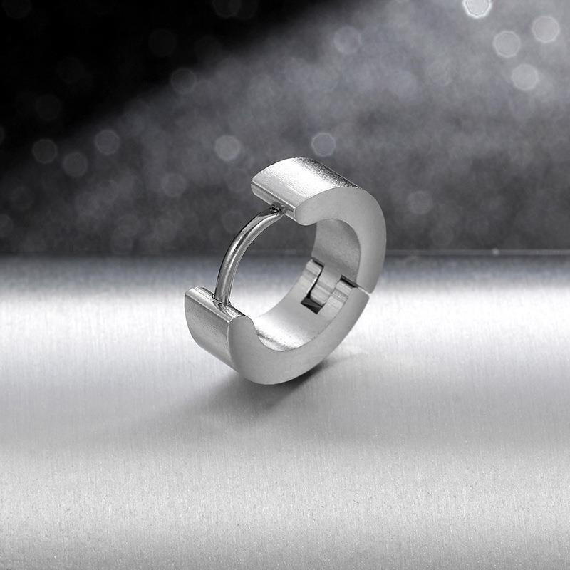 1 Pair Simple Style Circle Plating Titanium Steel Earrings display picture 4