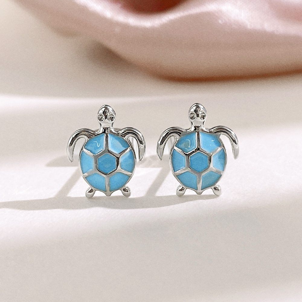 Fashion Tortoise Copper Enamel Plating Ear Studs 1 Pair display picture 2