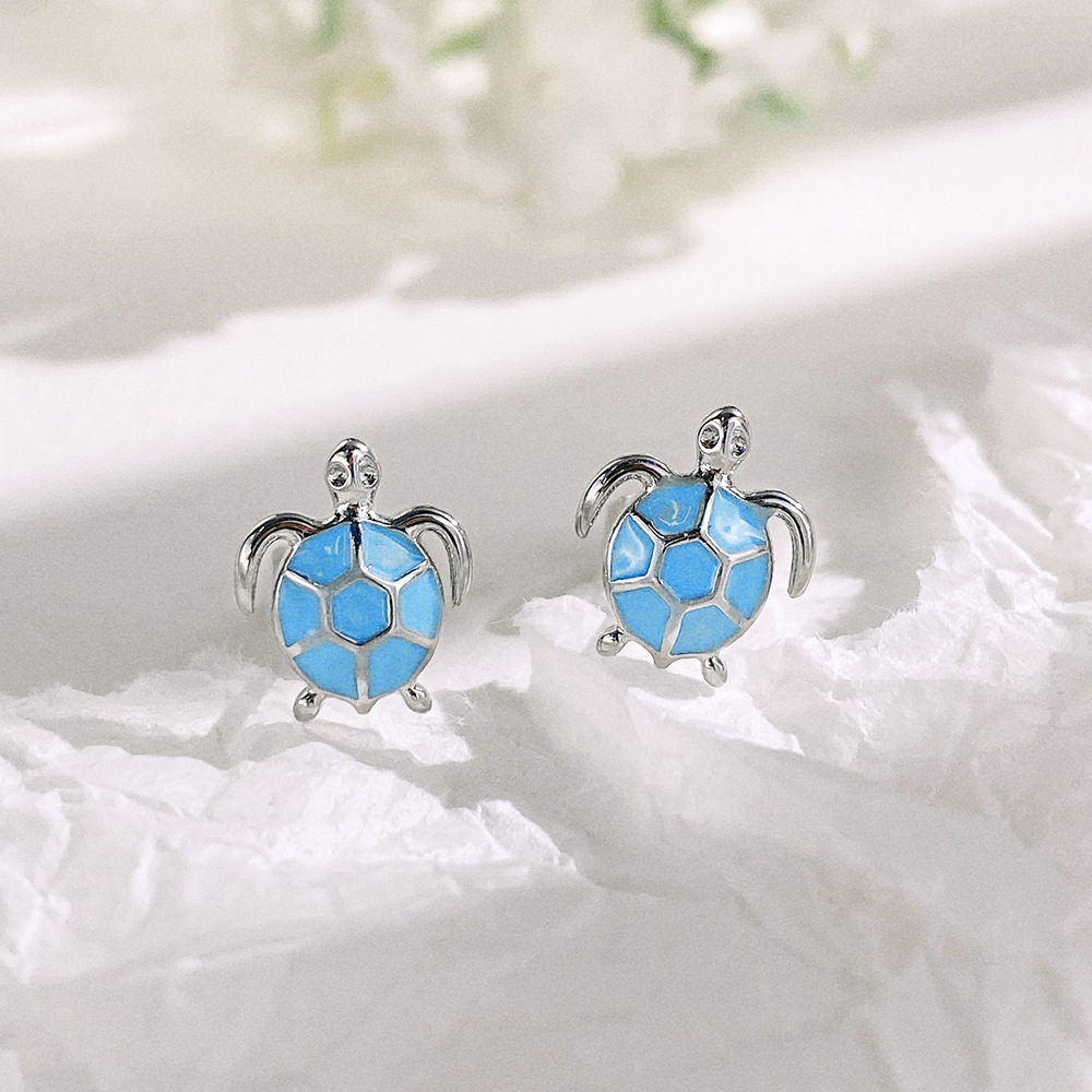 Fashion Tortoise Copper Enamel Plating Ear Studs 1 Pair display picture 5
